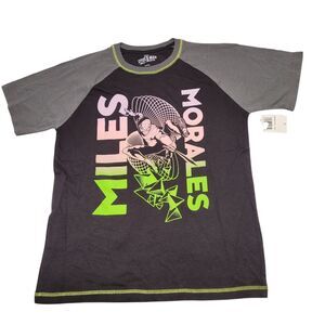 Marvel Boy Spiderman Logo Miles Morales Short Sleeves T-shirt Black/Gray Size M
